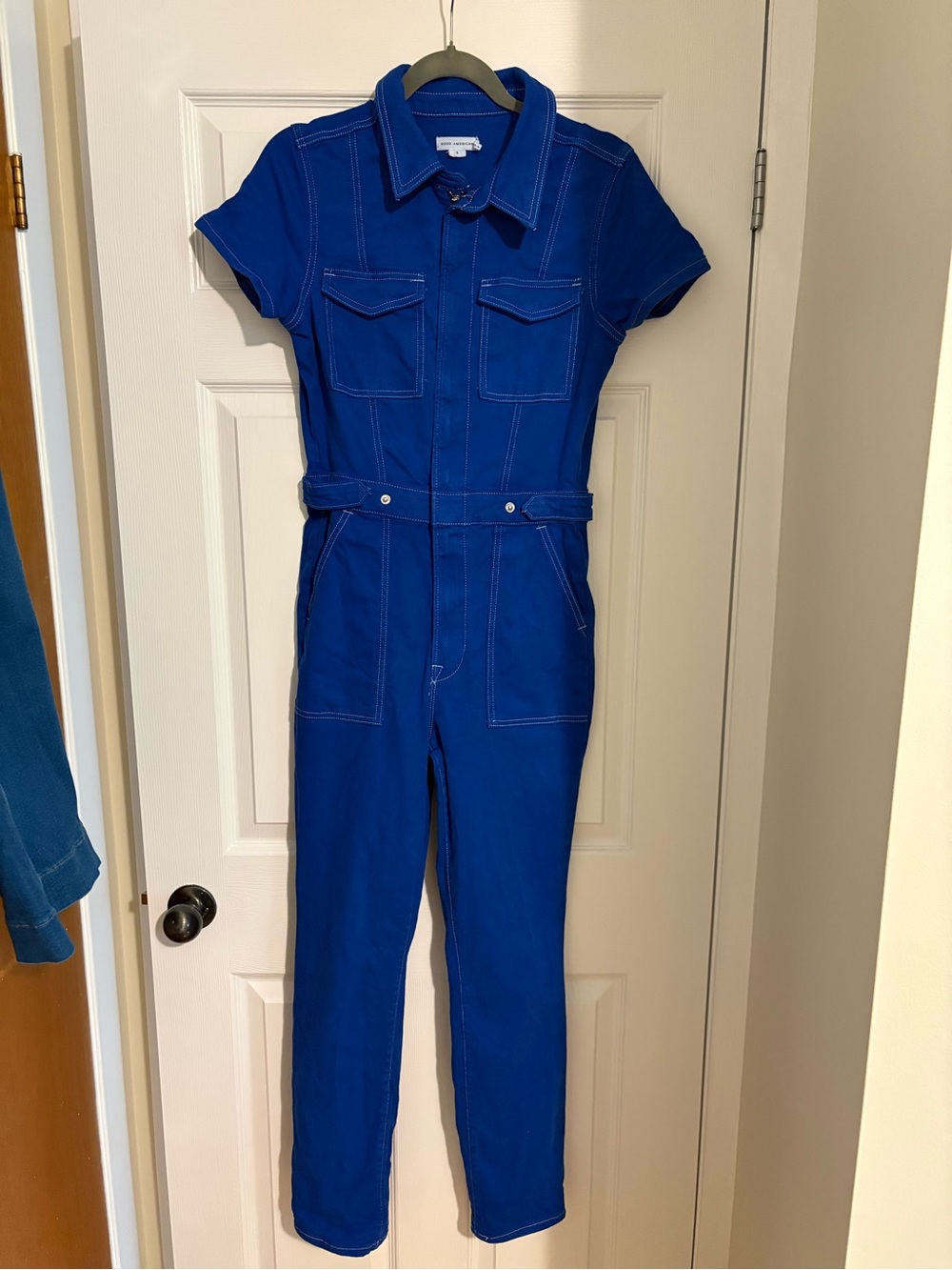 Good American cobalt blue jumpsuit